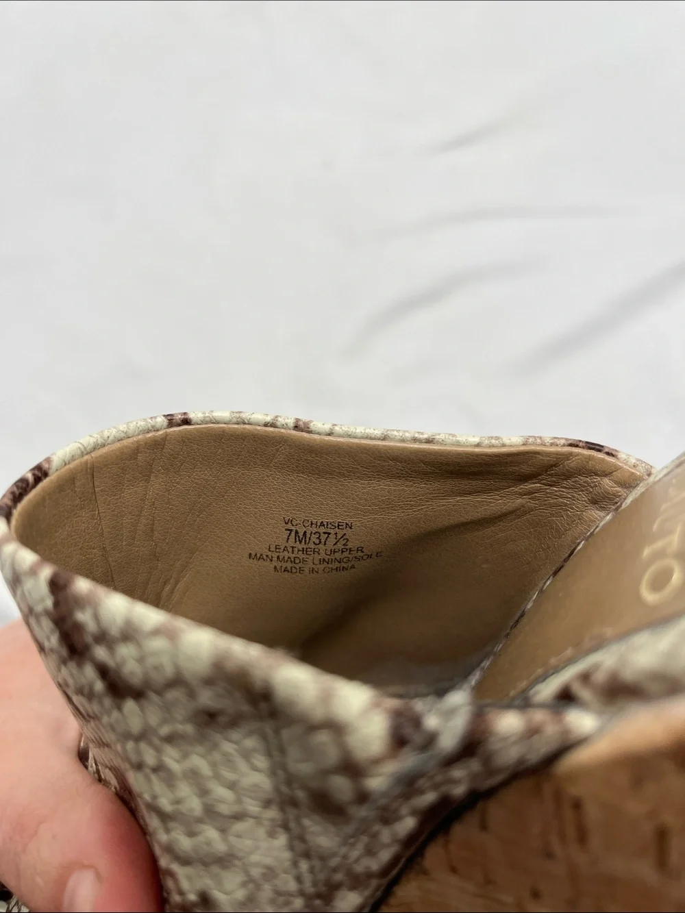 Vince Camuto Chaisen Platform Cork Leather Snakeskin Print Wedges
